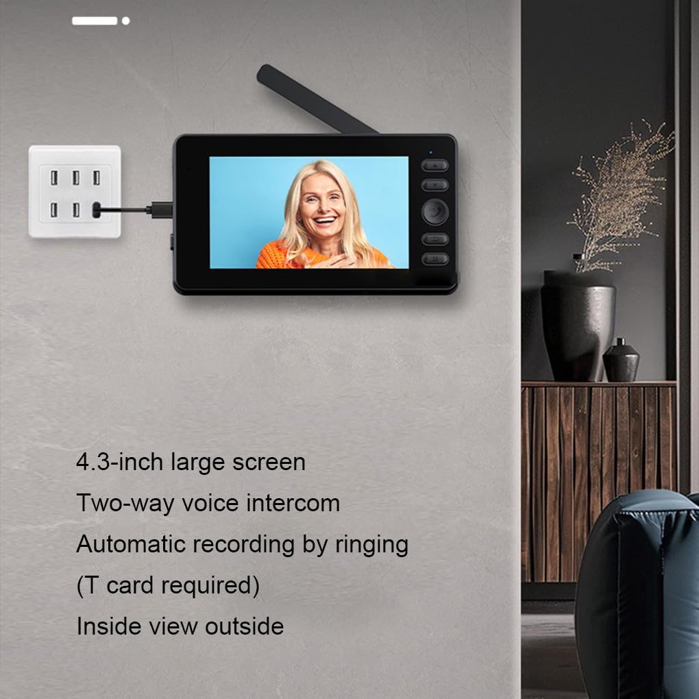 Timbre con Video y reproducción de Pantalla, batería Recargable incorporada, Infrarrojos, visión Nocturna, ABS