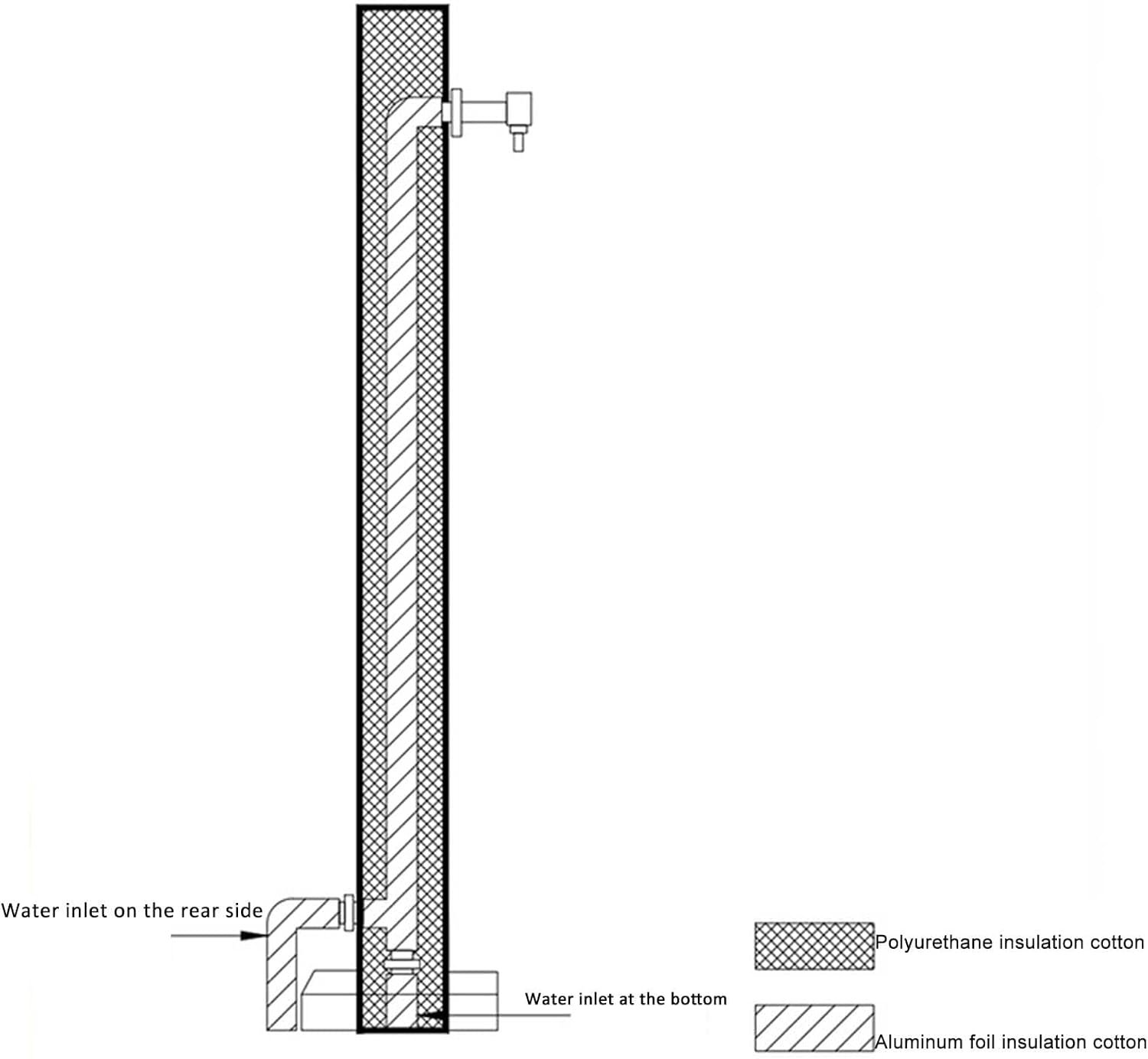 95cm Stainless Steel Outdoor Water Column - Elegant Garden Hose Holder with Faucet, Ideal for Car Washing, Watering, and Landscape Fountain Decor