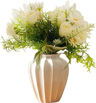 2 Pack Artificial Dahlias Mini Daisies Bouquet for Countryside Home Desktop Wedding Party Garden Shop Decoration Photography Props White