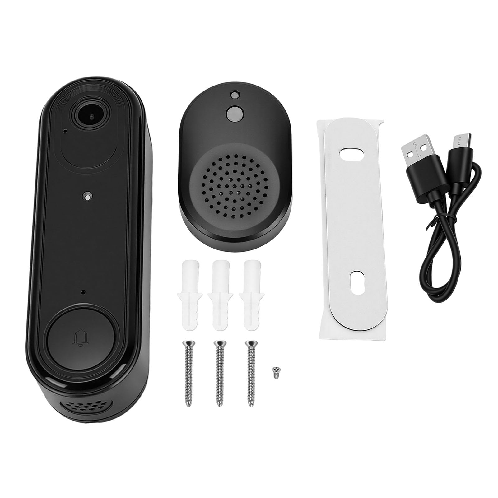 Videocitofono con Videocamera 120° Grandangolo, Batteria | ABS in Metallo, Sicurezza Domestica, Conversazione Bidirezionale, WiFi 2,4 GHz, Compatibile con e IOS, Ricarica Tramite