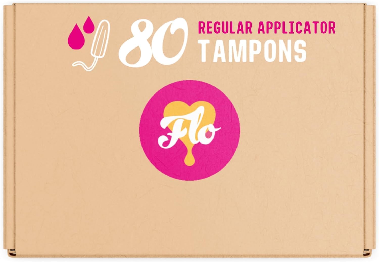 Flo Organic Cotton Applicator Regular Tampons (80 Regular tampons) - Made with 100% Organic Cotton - Absorbent + Soft - Stock Up
