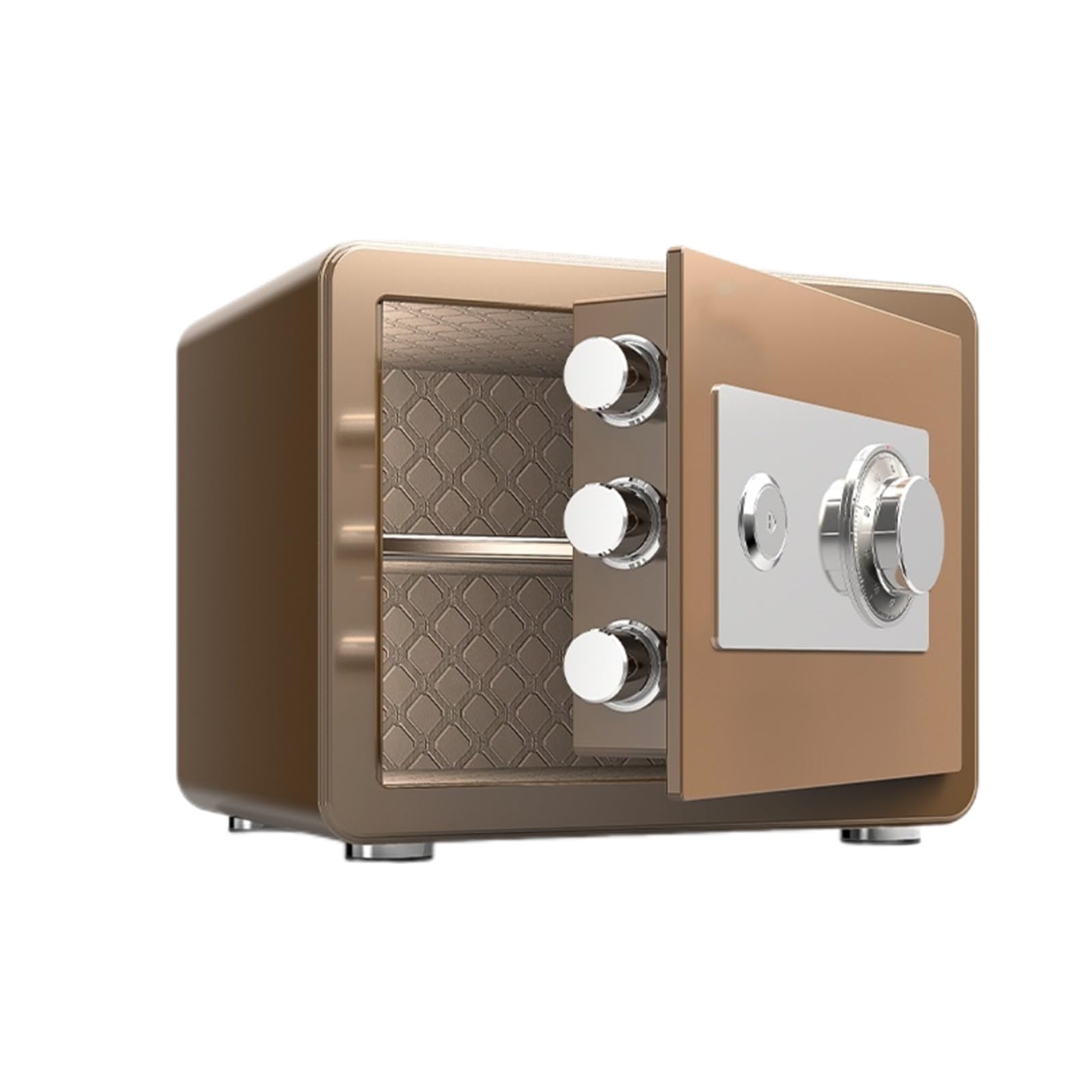 Small fireproof safe with key lock, concealed steel security case, wall-mountable/floor-mountable, suitable for retail, office, and commercial locations.(Brown)