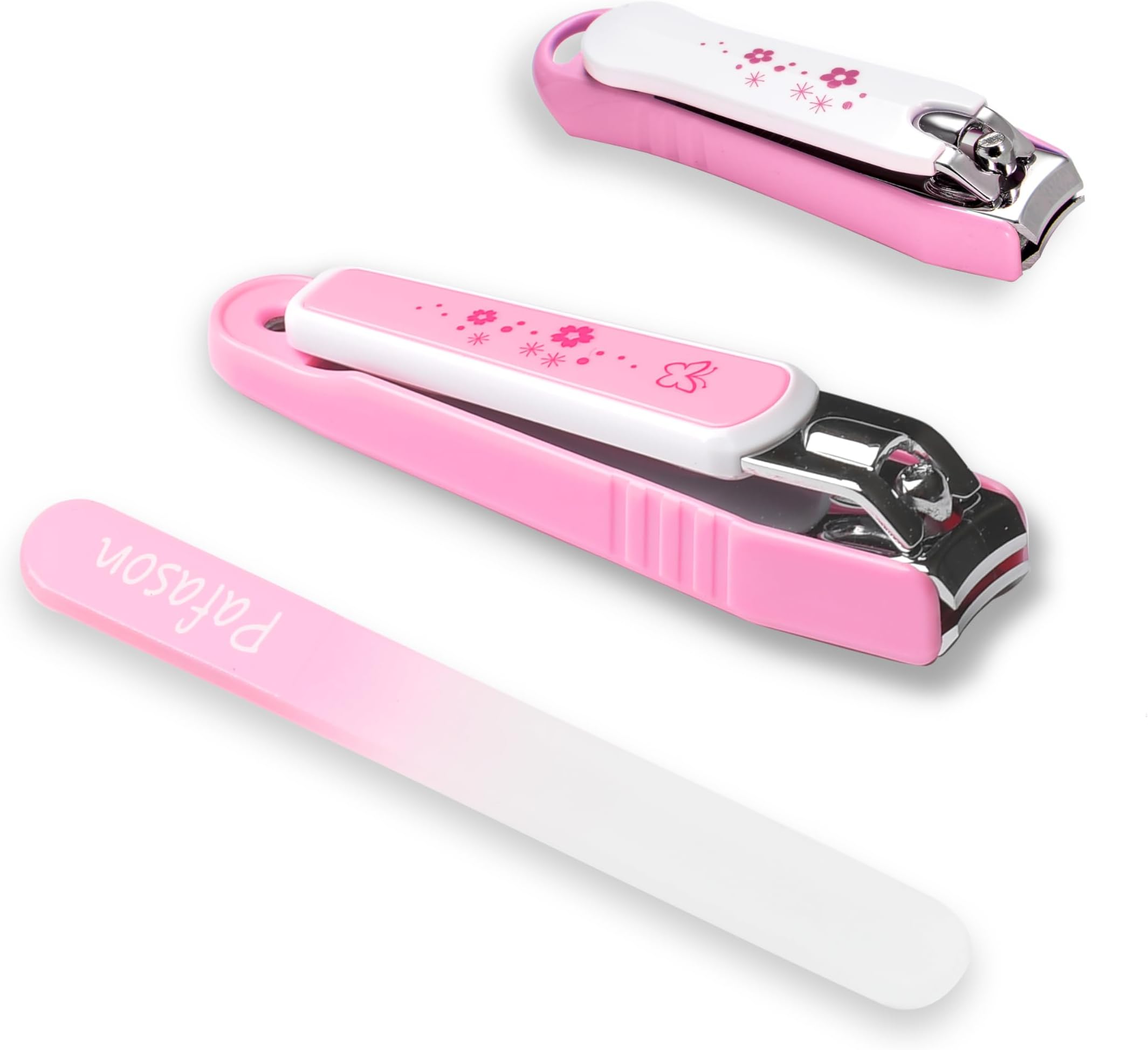 PAFASON Ultra Sharp Nail Clipper Set, Fingernail and Toenail Trimmer Cutter, Stainless Steel, Curved Blade, Sturdy, Nail Catcher, Nail Files for Men and Women