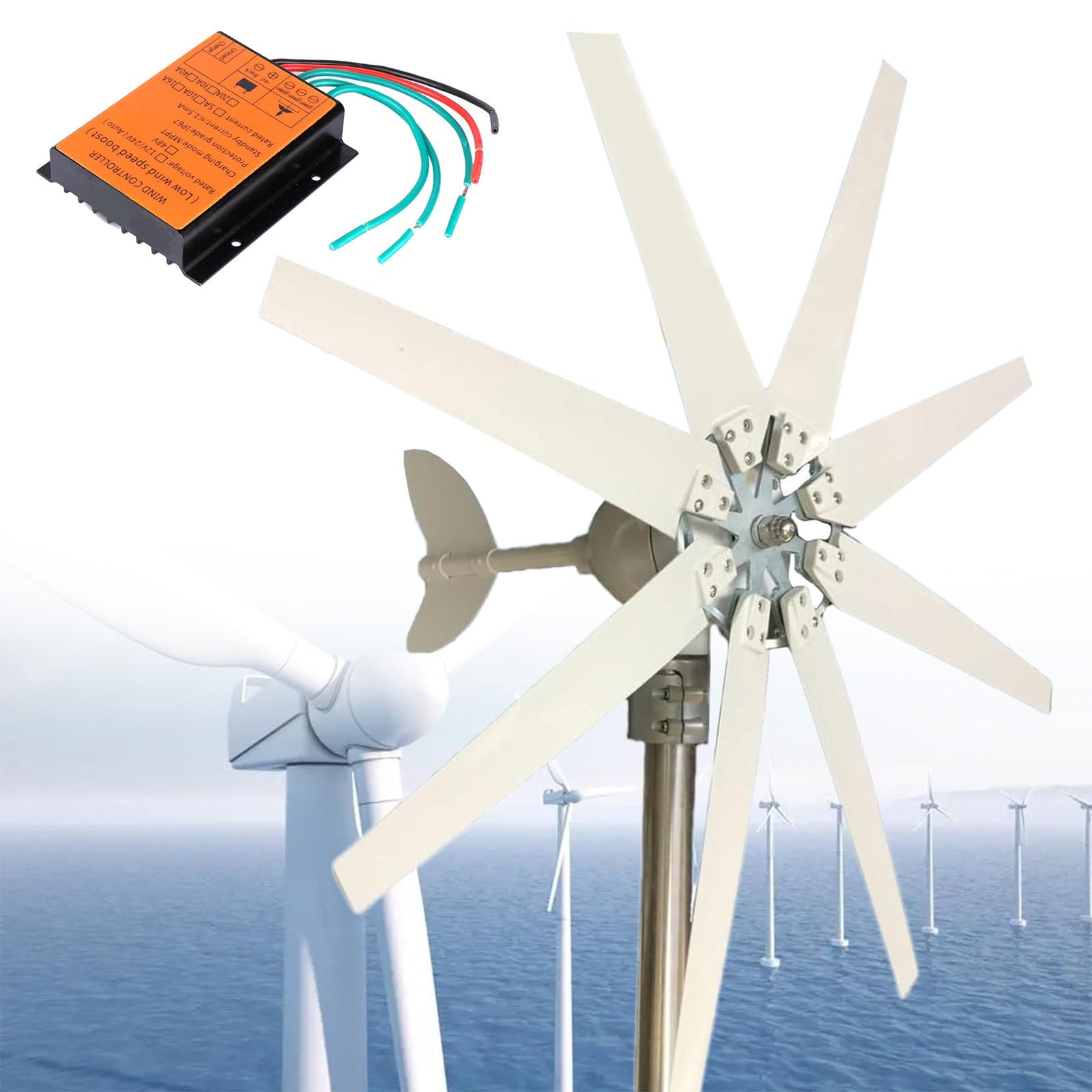 Générateur d'éolienne 12000W à lévitation magnétique 12V 24V 48V à 8 pales