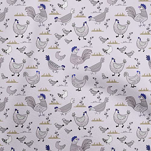 oneOone Cotton Poplin Grayish Purple Fabric Birds Rooster DIY Clothing Quilting Fabric Print Fabric By Yard 42 Inch Wide
