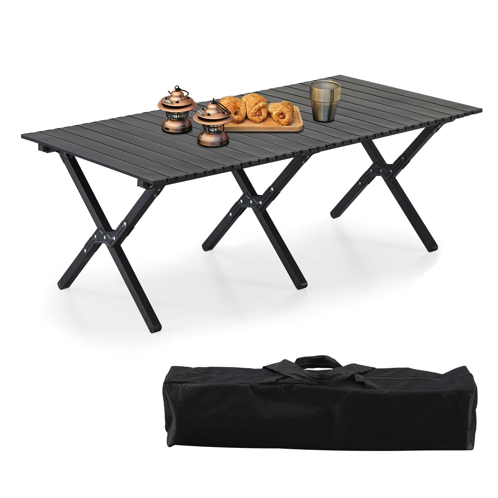 boosden aluminum folding camping table, portable foldable picnic table, outdoor lightweight roll-up camping table, collapsible camp table for beach,party, patio, bbq, travel, backyard
