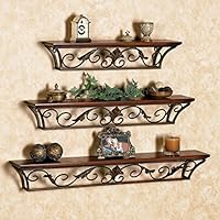 SKAFA Carved Wooden Wall Shelves Set of 3 (Brown)