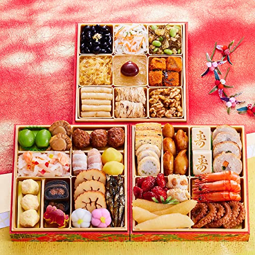 (12月30日着)板前魂 おせち 板前魂の大吉 和洋風三段重 3人前 33品目