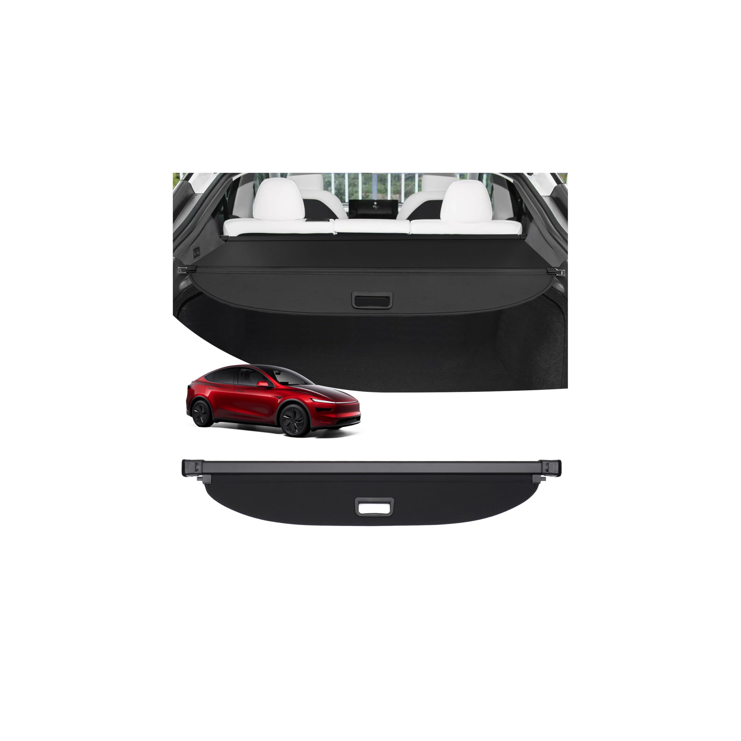 Powerty Cargo Cover for Tesla Model Y Juniper 2025 2026(Just for 5-Seaters), Trunk Cover Retractable Privacy Screen Trunk Shade for Model Y Juniper Accessories