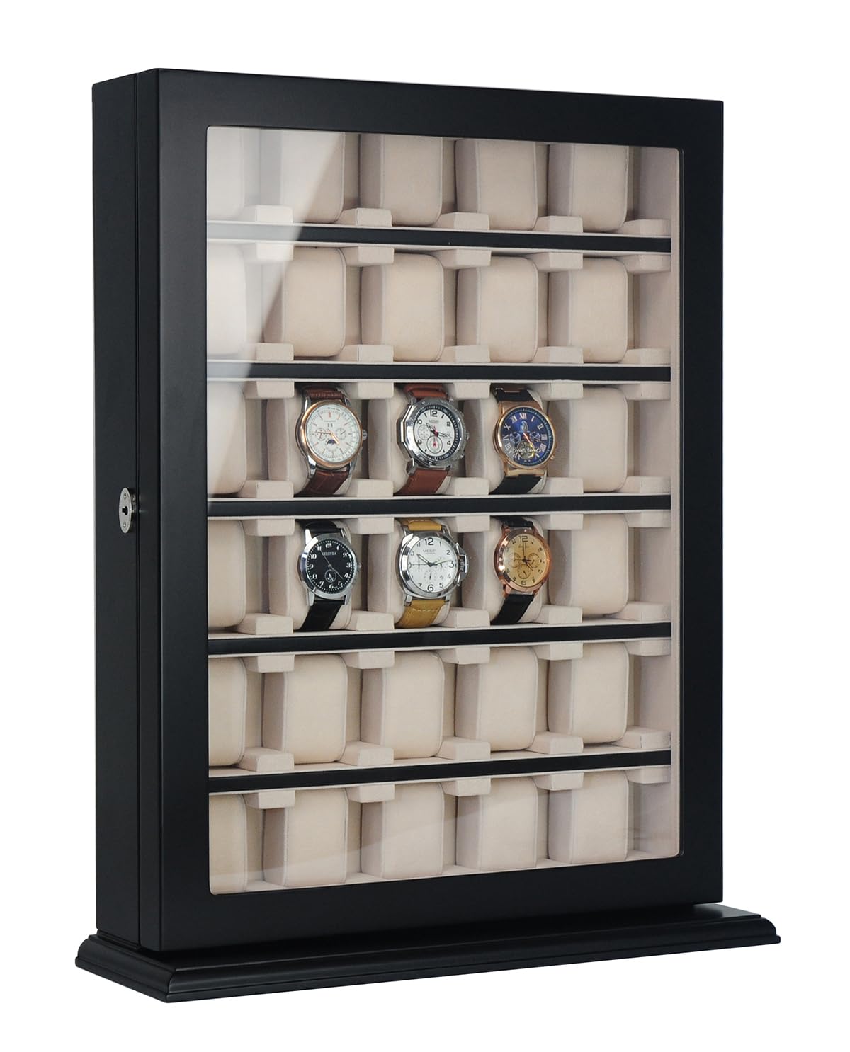 TIMELYBUYS Lot de 30 présentoirs muraux en bois noir pour montres surdimensionnées