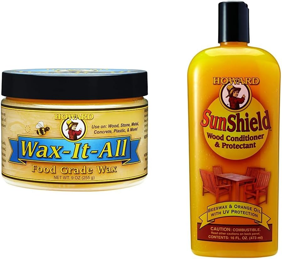 Howard Products Food-Grade Wax (9 Ounce) and Outdoor Furniture Wax (16 Fl Oz)