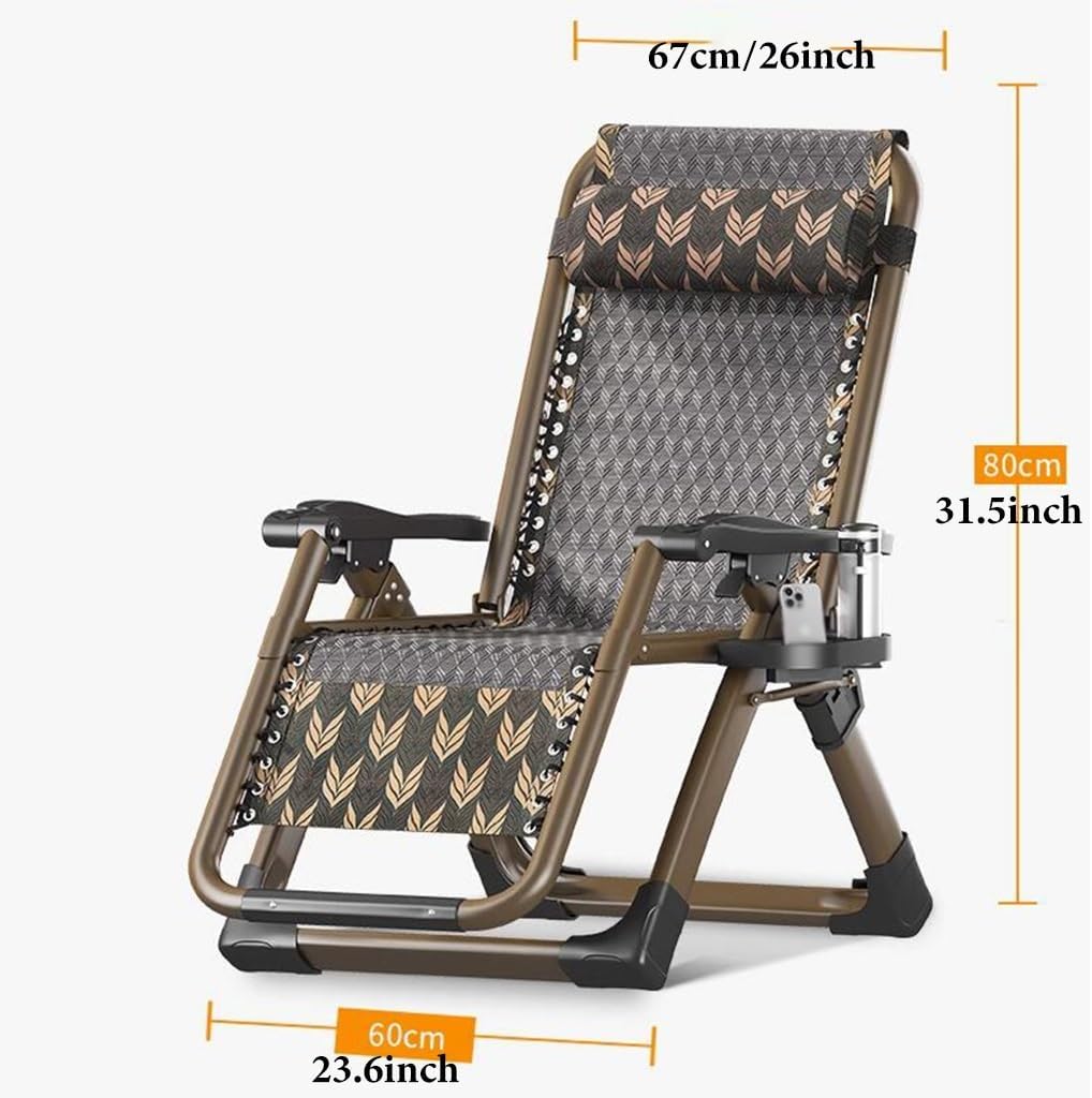Generic Zero Gravity Chairs Patio Lounge Chairs Outdoor Beach Chair with Pillow and Cup Holder, Adjustable Folding Reclining Lawn Chair Pool Chairs for Pool Side Camping Yard Beach (Color : /Gray)