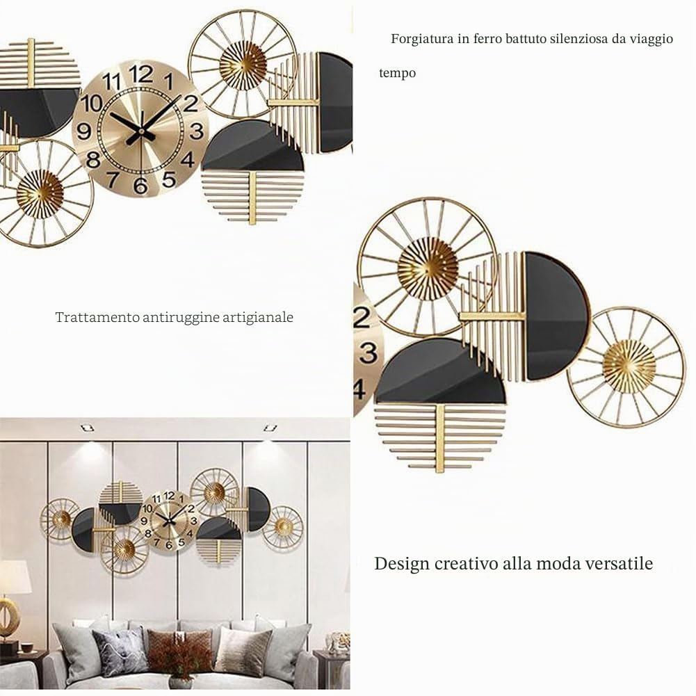 Grande orologio digitale da parete in metallo da parete interna in metallo, design moderno, decorazione per soggiorno, sala da pranzo, cucina