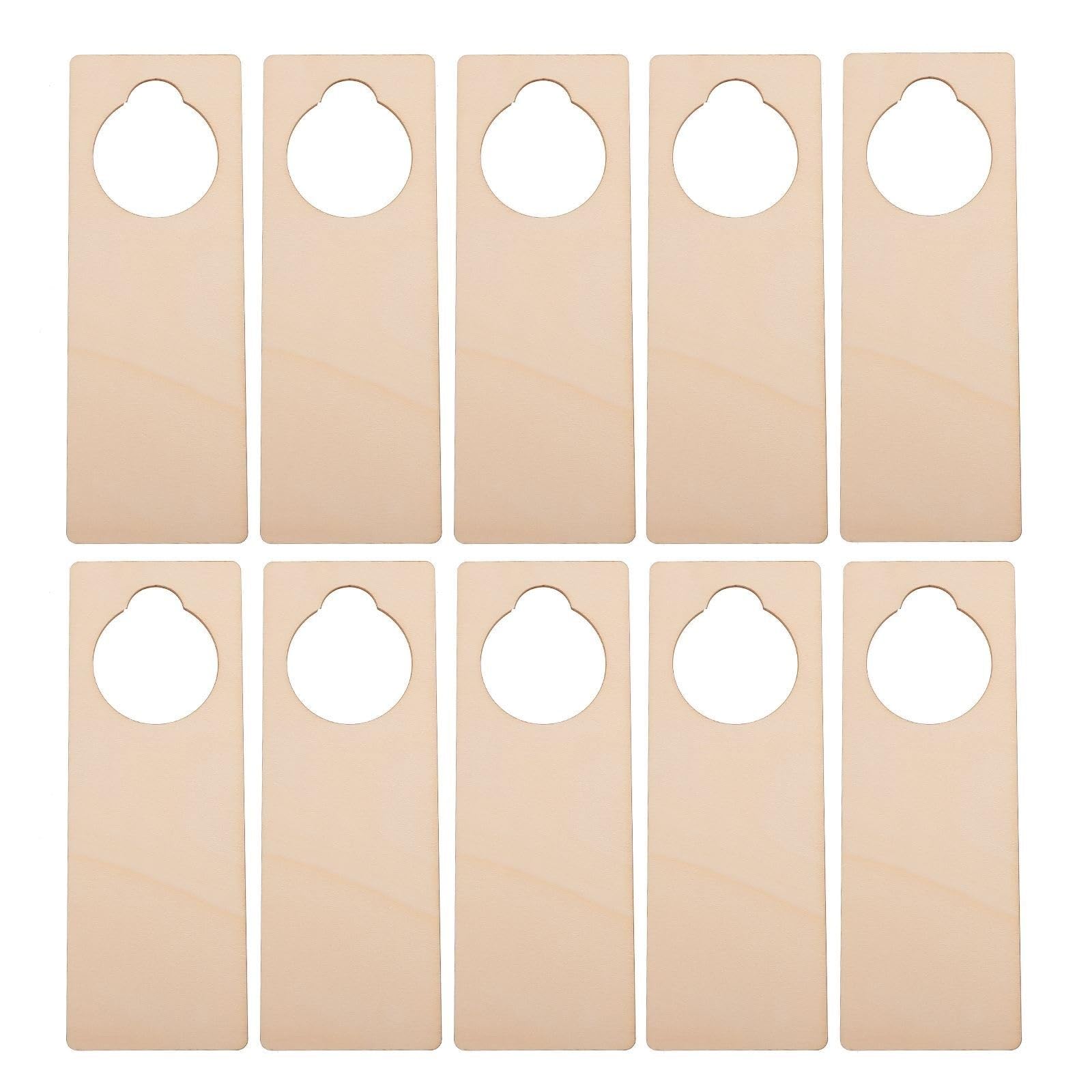ZRHWSPD PVC Door Knob Hangers 10pcs Blank Doorknob Sign Boards Door Knob Wooden Signs Not Do Disturb Hanging Tags Up(Style 1)