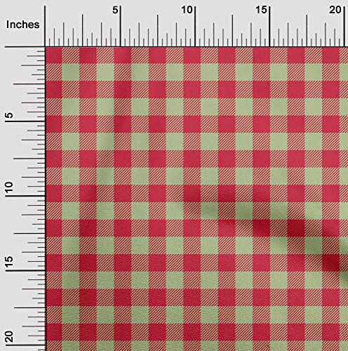 oneOone Cotton Poplin Twill Light Green Fabric Gingham Check Fabric for Sewing Printed Craft Fabric By The Yard 56 Inches Wide