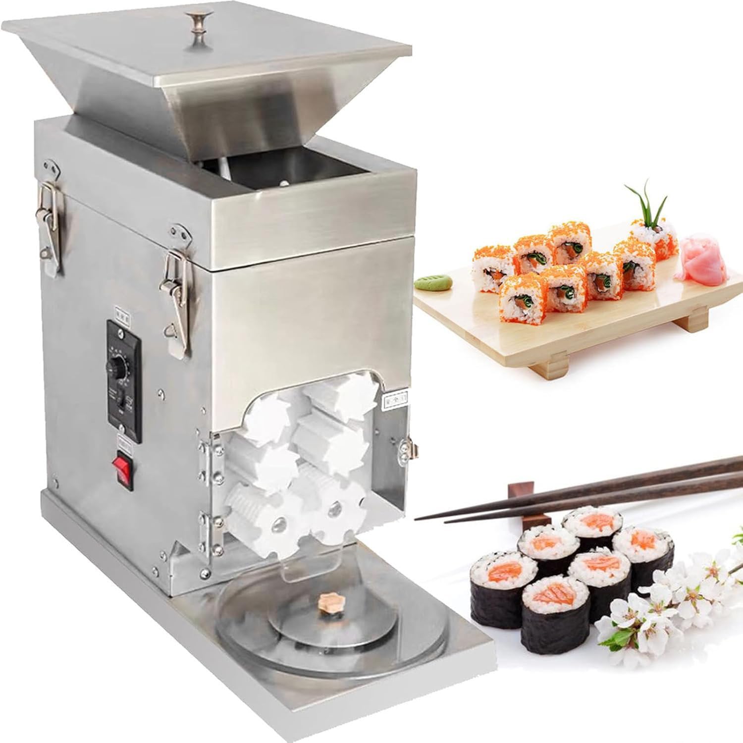 DPLXQPP 5l Automatic Sushi Forming Machine,2000PCS/Hour Commercial Rice Ball Machine,Adjustable Density,Uniform Size,Rotary Puffed Rice Ball Rice Ball Pressing Machine,110V
