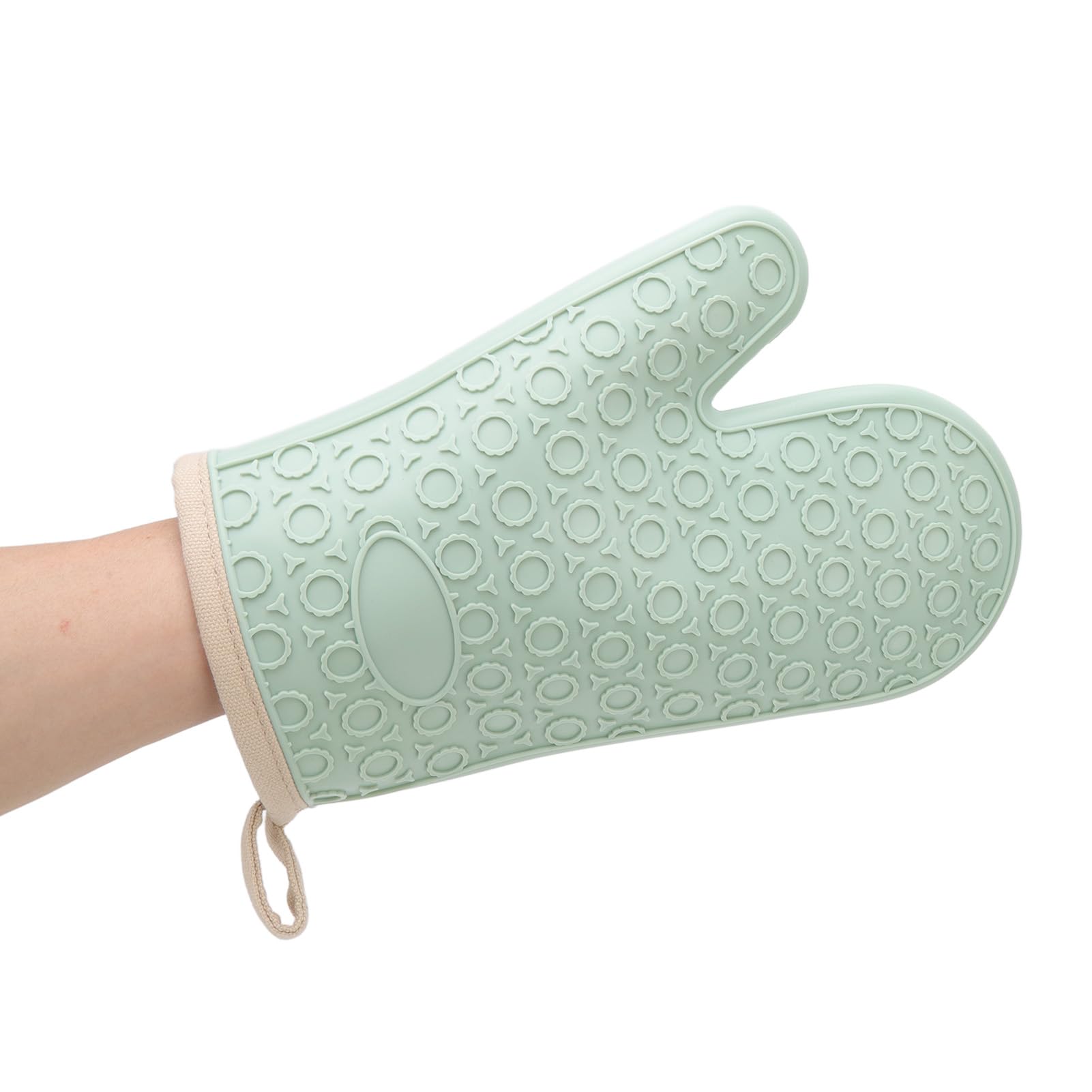 Ejoyous Guanto da Forno in Silicone, Impermeabile, Resistente Al Calore, con Fodera in Cotone, Guanto da Antiscivolo, per Contenere Pentole Calde, Piatti, Utensili Durante la cottura. (GREEN)