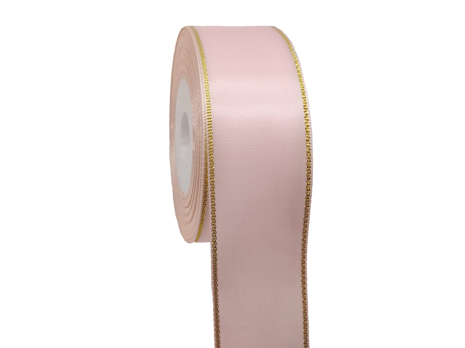 JESEP Yong 1 1/2 inch 25 Yards Pink Ribbon with Golden Weft Edge Ribbon-1.5inch Continuous Double Faced Satin Ribbon-Wide Gift Wrapping Ribbon-Sparkly Craft Ribbon for Party-Wedding-Baby Shower