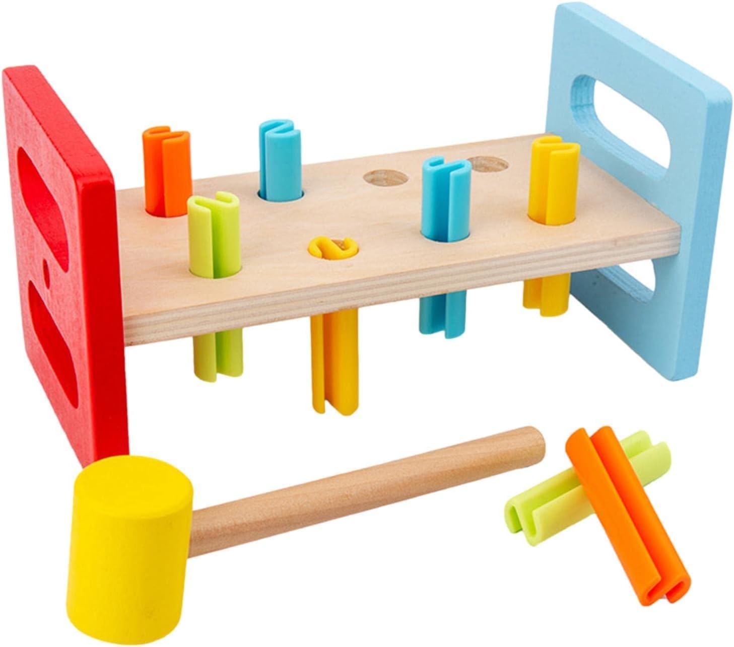 Baybee Wooden Hammering Pounding Bench Toy, Roll Activity Toy for Kids Early Sorting Learning Children Educational Developmental for 3+-year-old Boys, Girls - Fun and Learning