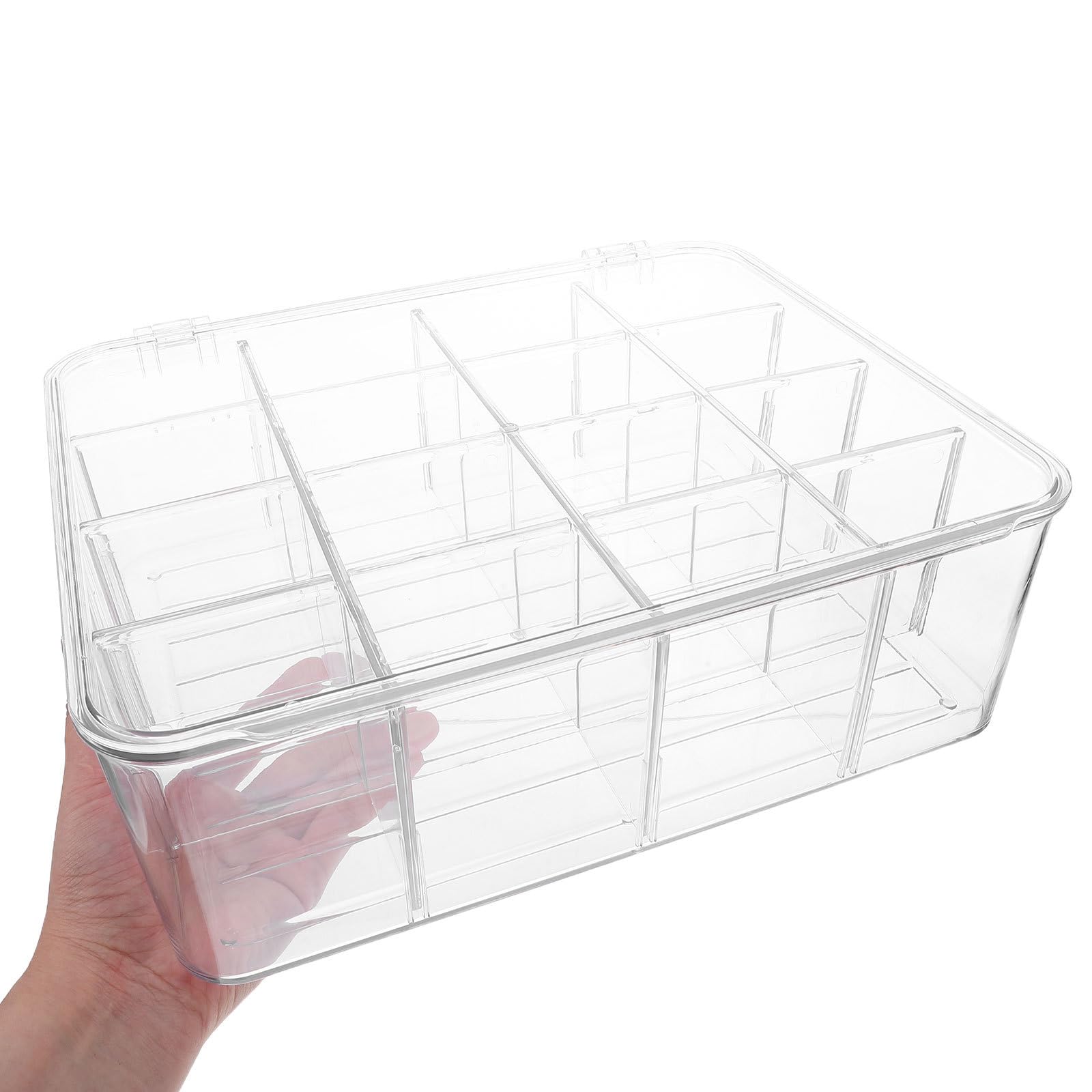SOLUSTRE Große Teebeutel Aufbewahrungsbox und Transparentem Deckel mit 16 Fächern aus Kunststoff Praktischer Organizer für Teebeutel und Getränkepackungen Arbeitsplatte im Wiederverwendbar