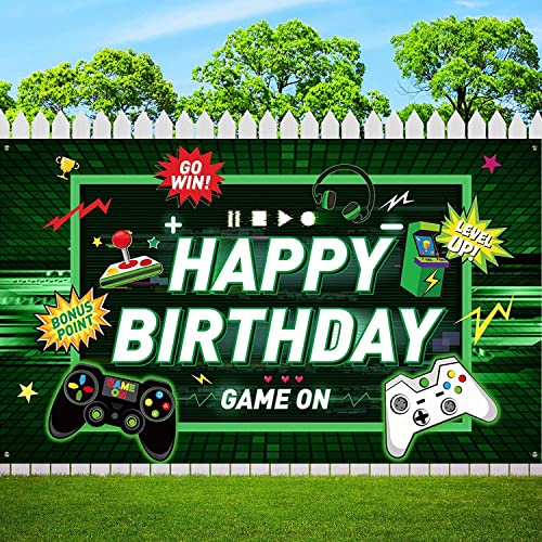 Video Game Backdrop Happy Birthday Banner Gaming Theme Party Photography Background For Kids Boys Birthday Party Decorations Supplies #TOP4