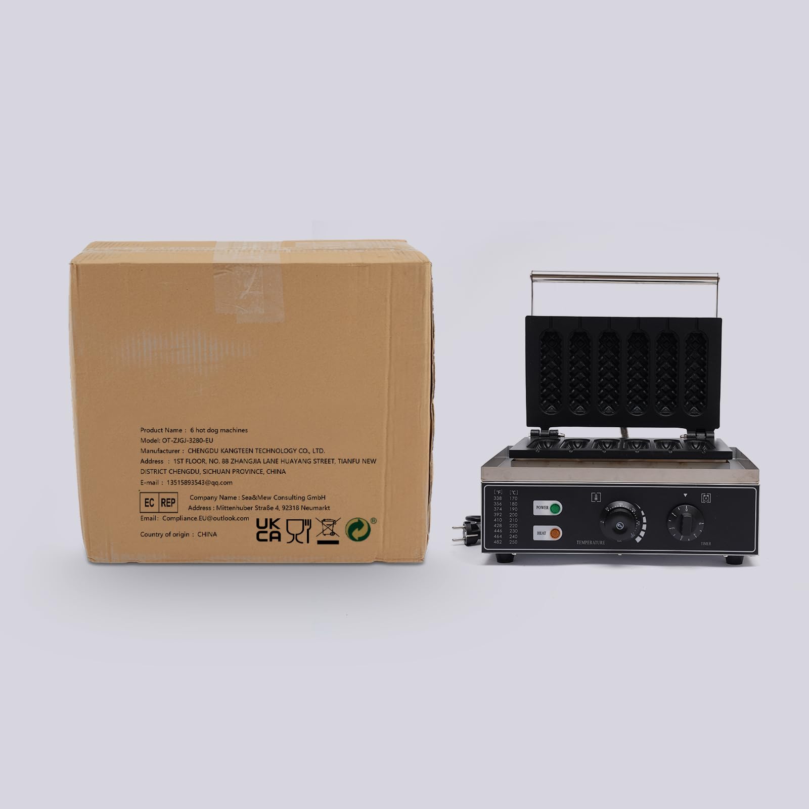 Gofrera eléctrica de acero inoxidable de 1500 W Máquina de gofres comerciales con mango para perros de maíz, gofrera, gofres de palo, utensilios de cocina