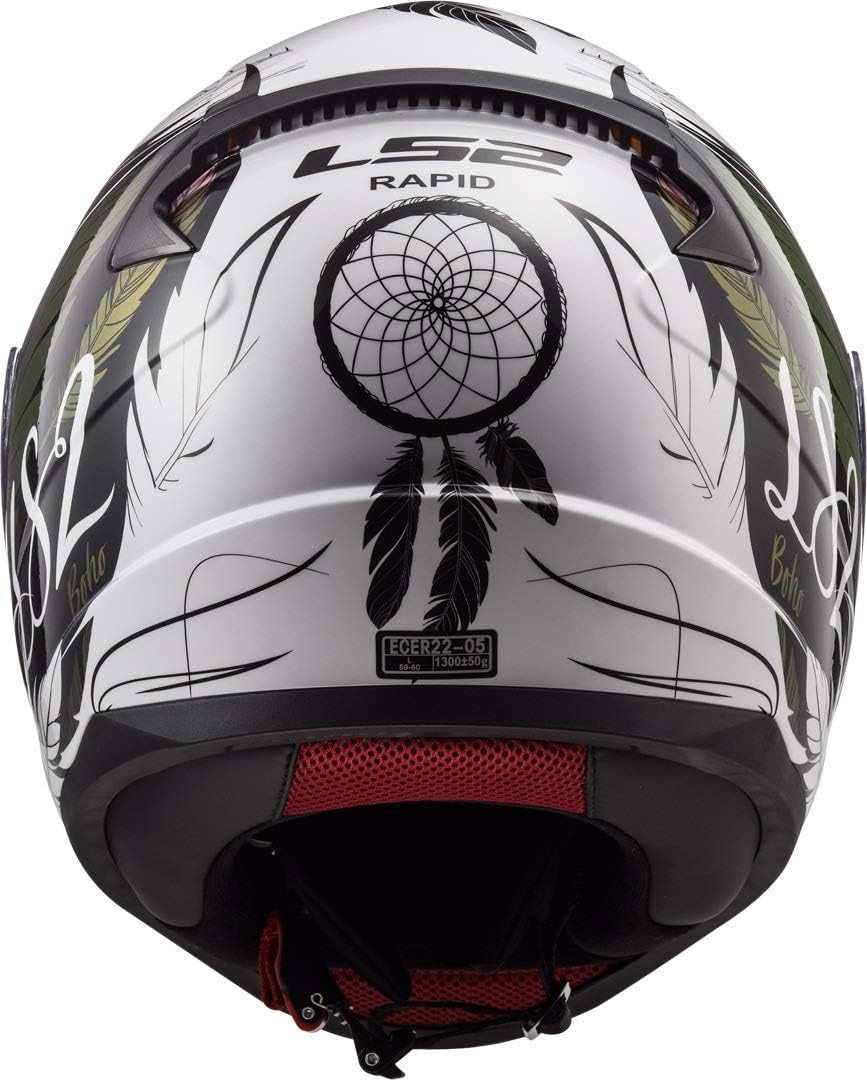 LS2, Casco Moto Integral Rapid Boho White Black Pink, XS