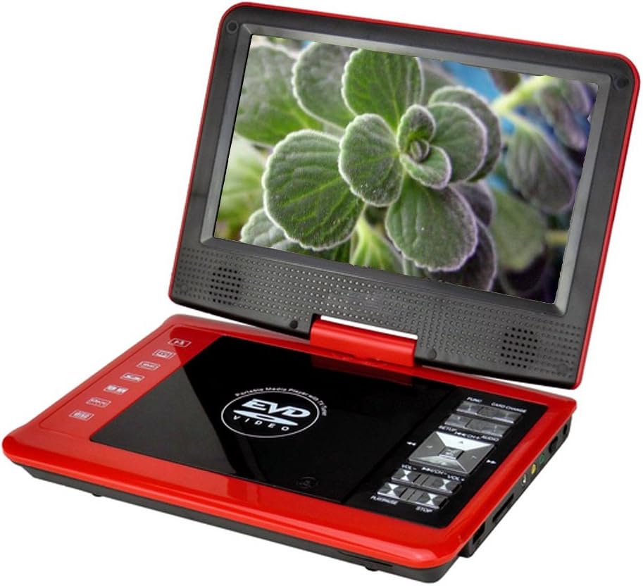 GamutTek 9.8 "DVD player with rotatable display, support SD card and USB, Direct Play in the formats MP4 / AVI / RMVB / MP3 / JPE, Red