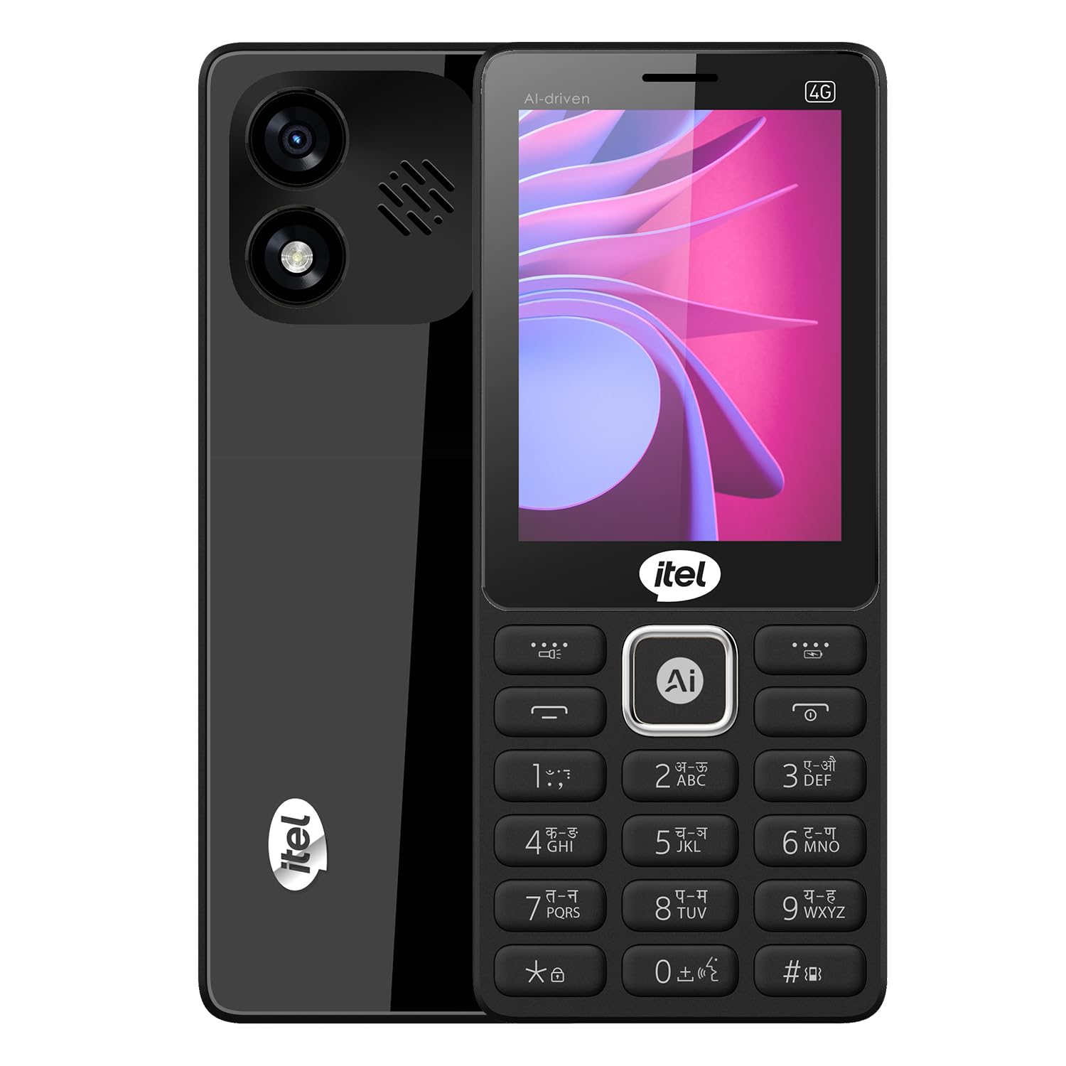 itel Super Guru 4G Max | Dual 4G | Max 3" Display | AI Voice Assistant | 2000 mAh Battery | Type-C Charger | Cloud App Support | Black