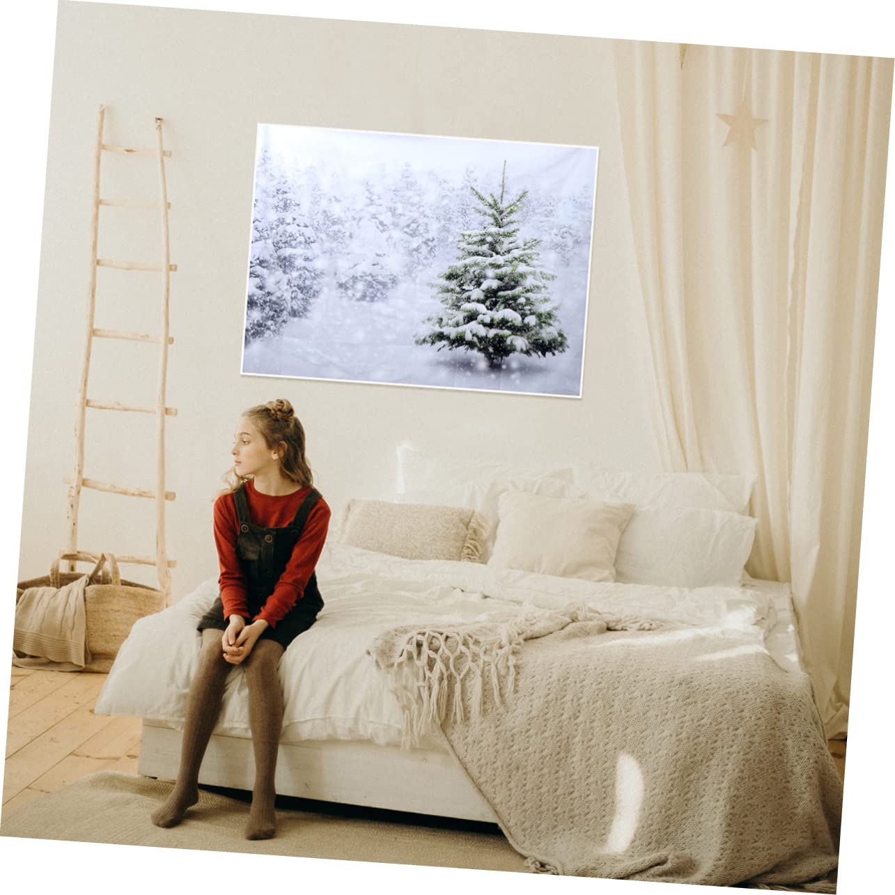 Hemobllo 3pièces Décor De Noël Photo Fond pour Fête Arbre Enneigé pour Studio Et Événements