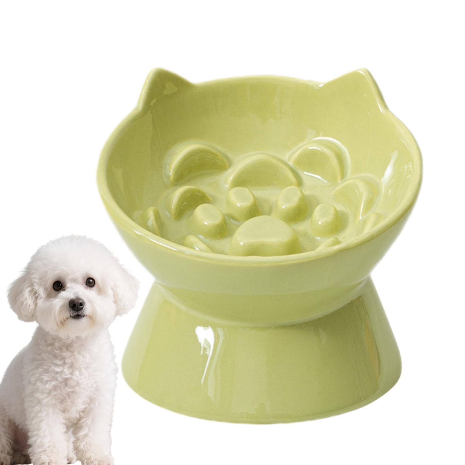 Gamelle Surélevée Pour Chat Distributeur De Nourriture Lente En Céramique