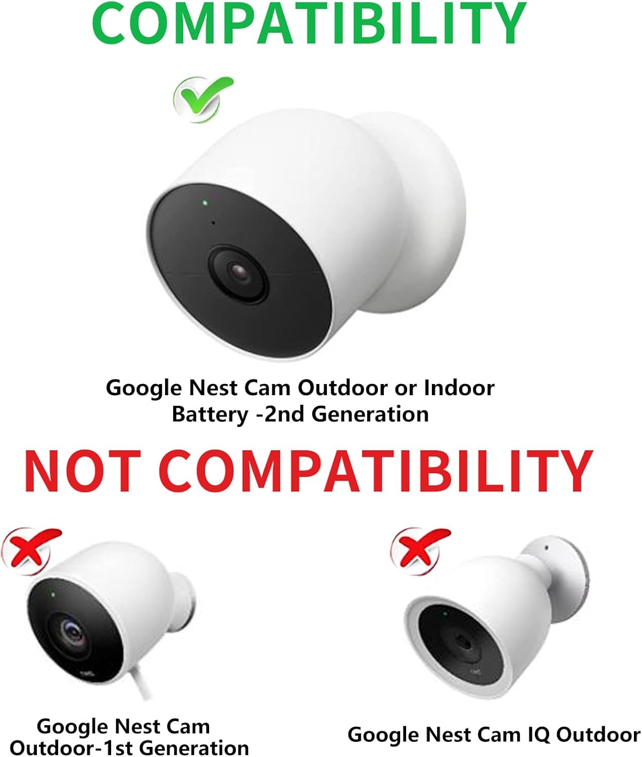 power cable compatible with google nest cam outdoor or indoor, battery, 30ft/9.1m weatherproof outdoor cable continuously charging your nest camera (white)