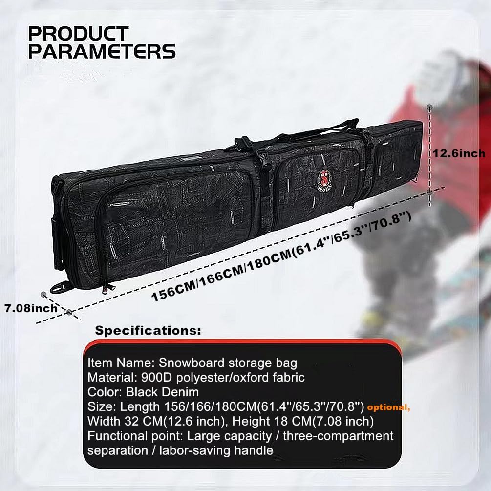 UNISTRENGH Padded Snowboard Bag with Wheels - Air Travel Bag for Board, Boots, Helmet, Clothes and Snow Skiing Gear Equipment