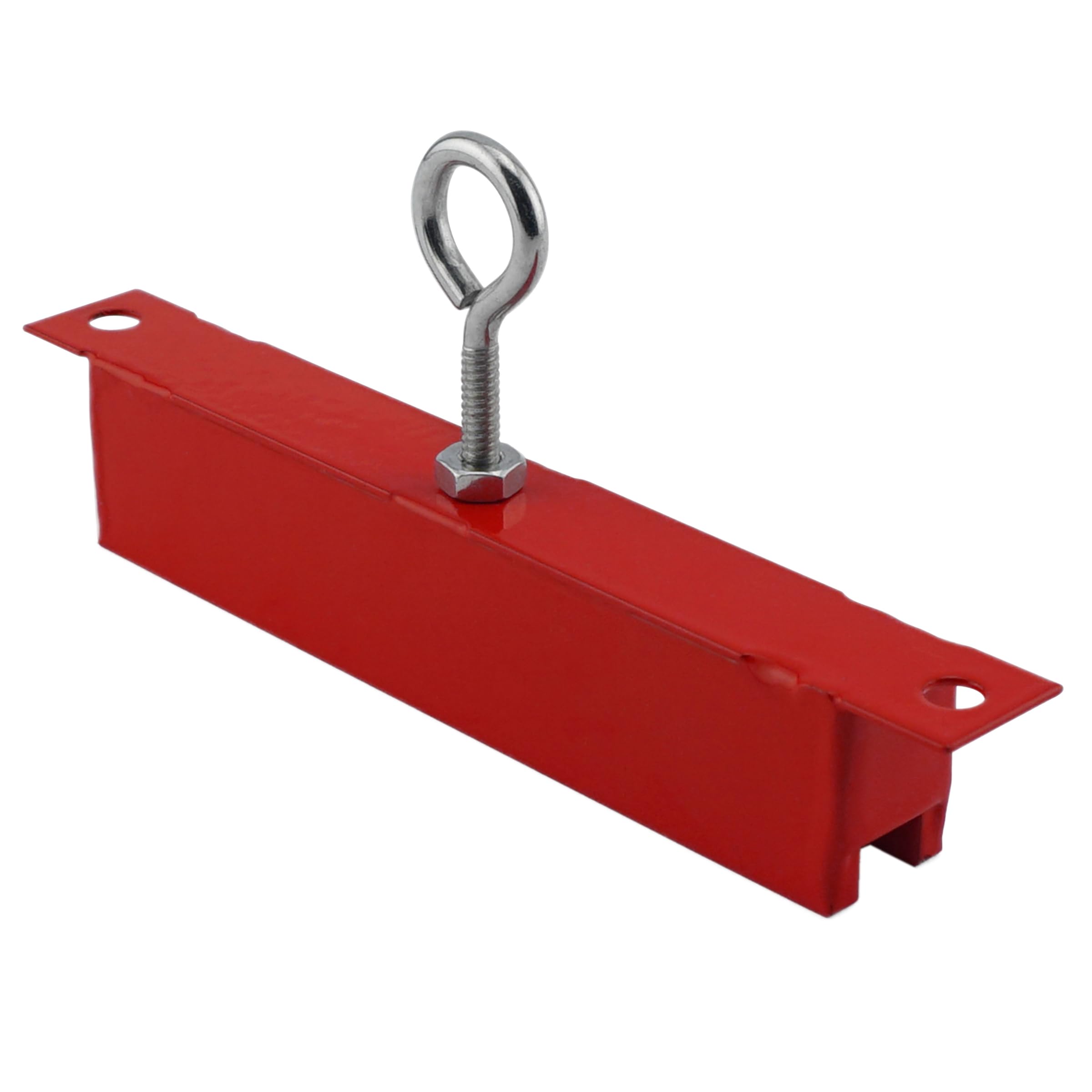 Master Magnetics LM-100BC Magnet Catch, Industrial Type with Mounting Holes Powder Coated Red, 6" Length, 0.75" Width, 1.062" Height, 100 Pounds