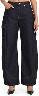 Women's Barrel Leg Cargo Jeans | Premium Dark Indigo Denim