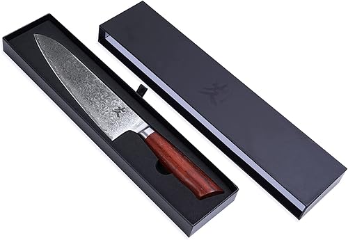 Miniatura 25 de SAMCOOK Kiritsuke Cuchillo de chef – Cuchillo profesional afilado de Damasco de 8 pulgadas – Cuchillo japonés VG-10 de acero inoxidable de alto