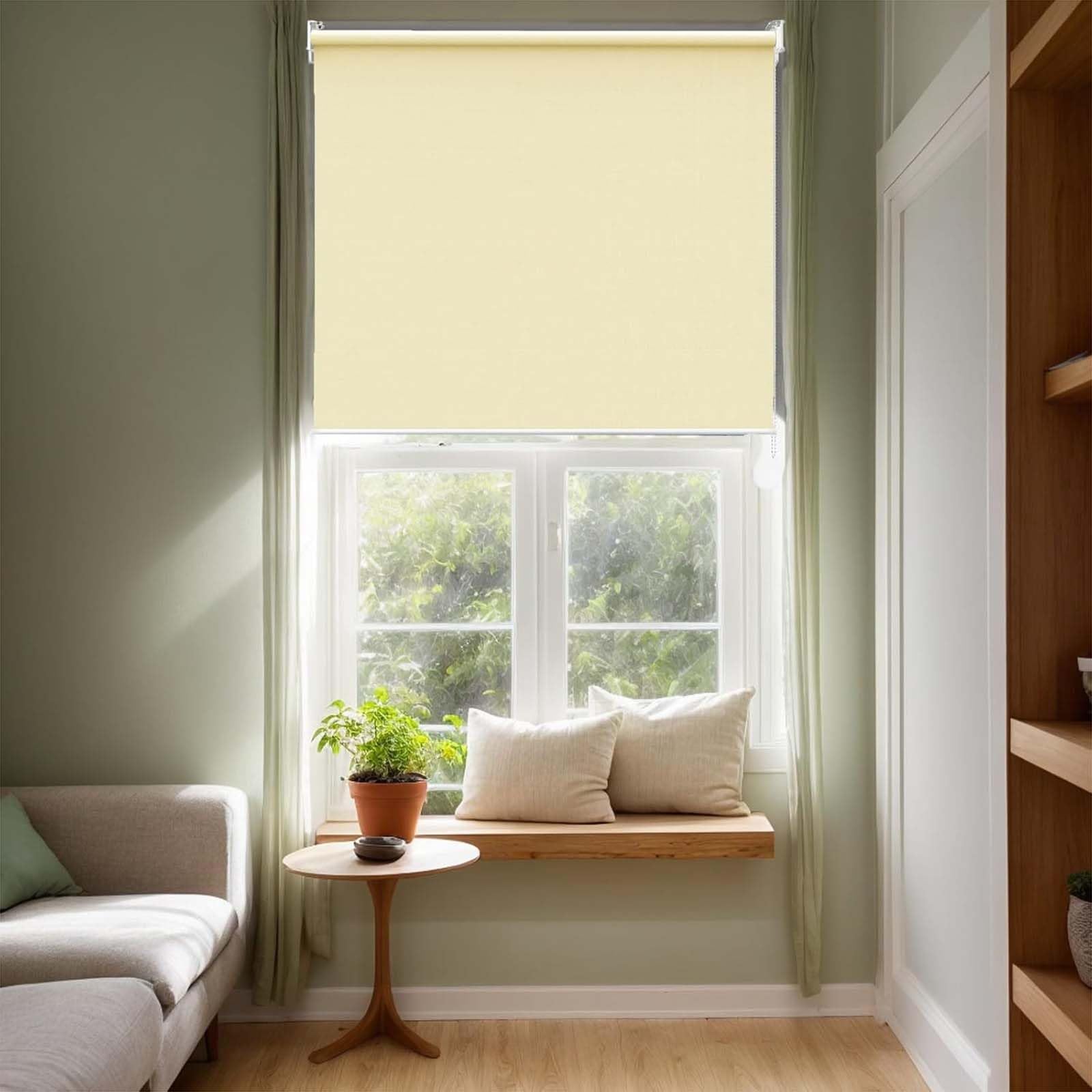Roleta zaciemniająca, rolety zaciemniające z izolacją termiczną, zestaw instalacyjny jonowy, wielokolorowe, wiele rozmiarów(Beige,240W x 100H cm)