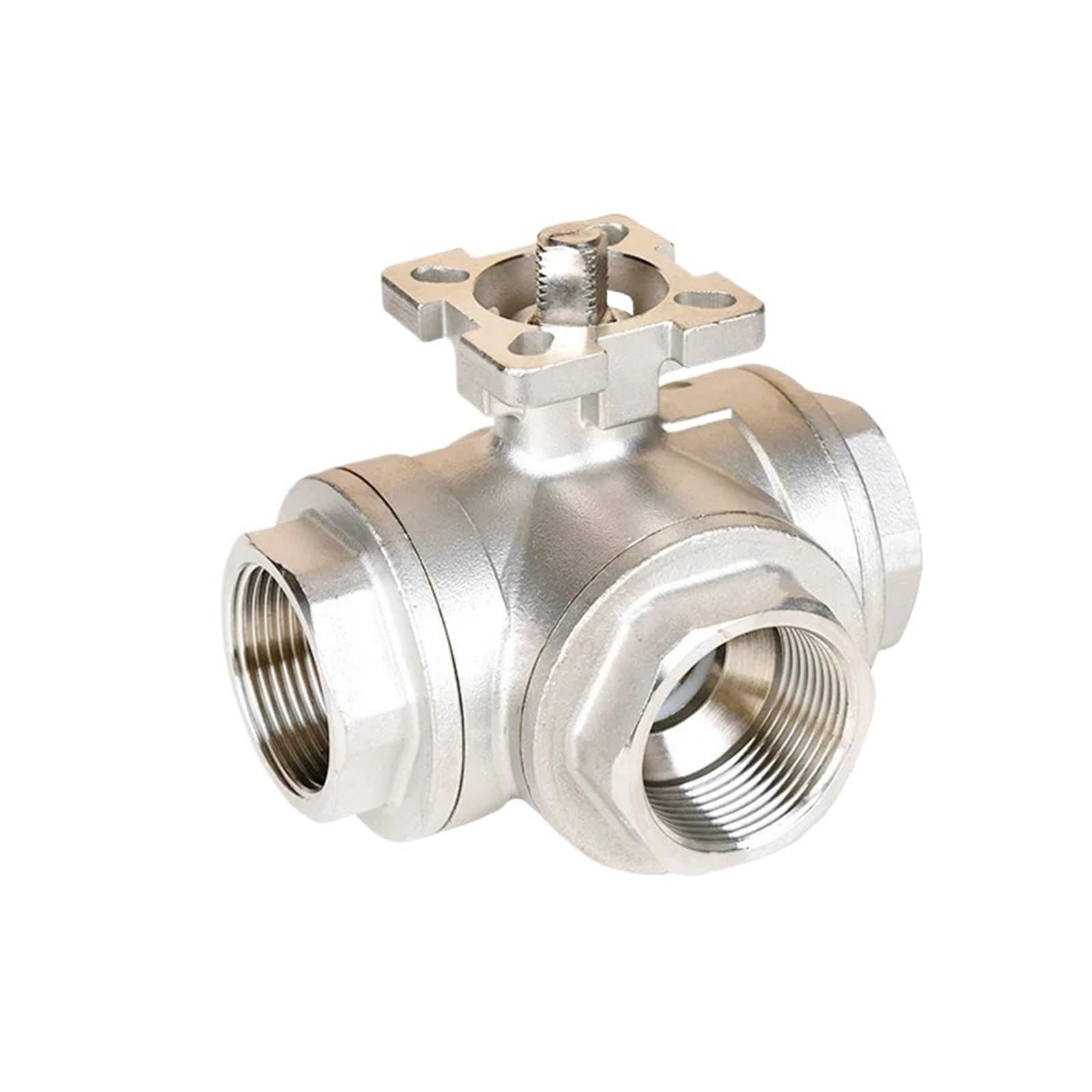 1/4 "3/8" 1/2 "3/4" 1 "2" SS304 válvula de Bola Tres vías Plataforma Alta Acero Inoxidable Tipo T/L Hilo Femenino DN8/DN10/DN15/DN20/DN25 | Válvula(3/4",T Type)