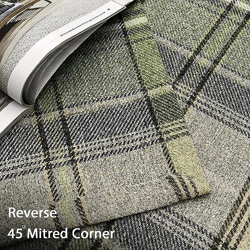 Always4U Woolen Look Plaid Curtains Modern Window Panels Green Check Tartan Curtains For Living Room Bedroom 2 Panels Green 45 * 84 Inches thumb #5