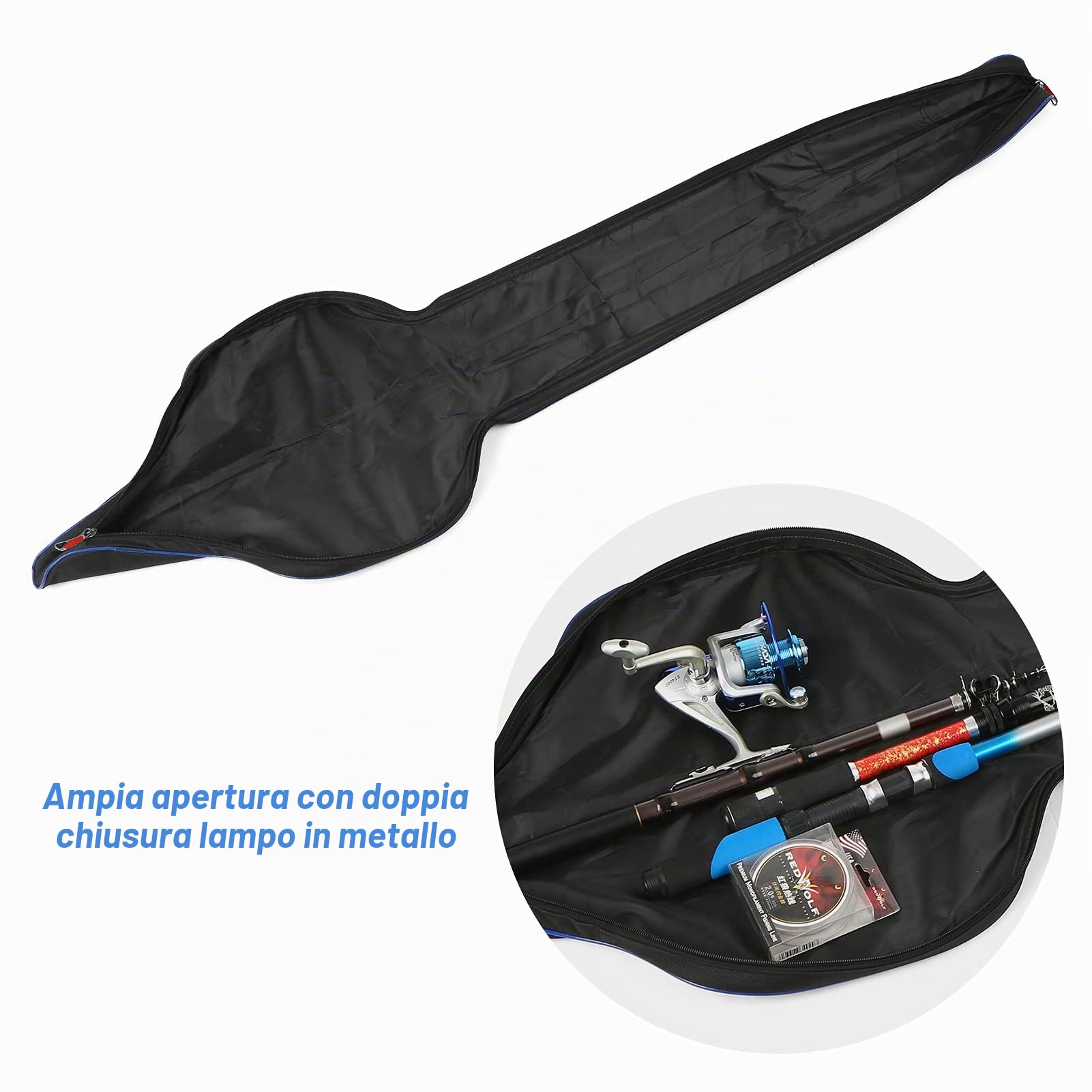Lixada Borsa Canna da Pesca 160cm Impermeabile Portatile Sacca Porta Canne da Pesca Pieghevole Durevole con Maniglia e Tracolla Organizer per Attrezzatura da Canne