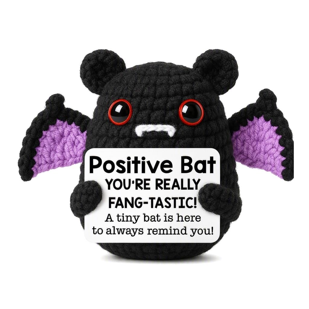 DiiWmme Halloween Bat Decor,Positive Crochet Emotional Support Bat Gift — image 1