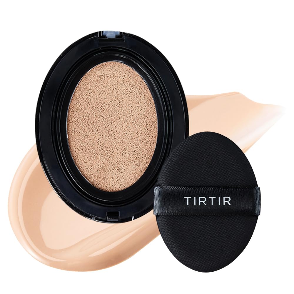 TIRTIR Mask Fit Black Cushion Foundation - Japan's No.1 Choice for 72-Hour Flawless Coverage with Semi-Matte Finish (17C Porcelain, Refill (0.63 oz.))