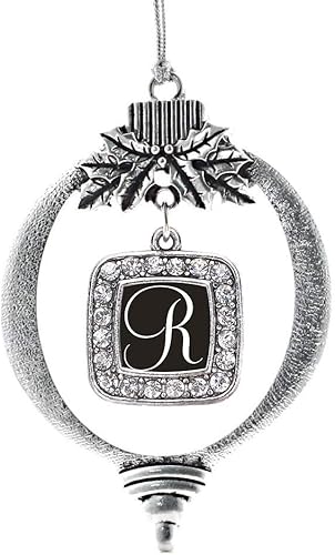 Miniatura 238 de Inspired Silver - My Vintage Initials - Adorno con dije de letra J - Adornos navideños cuadrados de plata con joyas de circonita cúbica