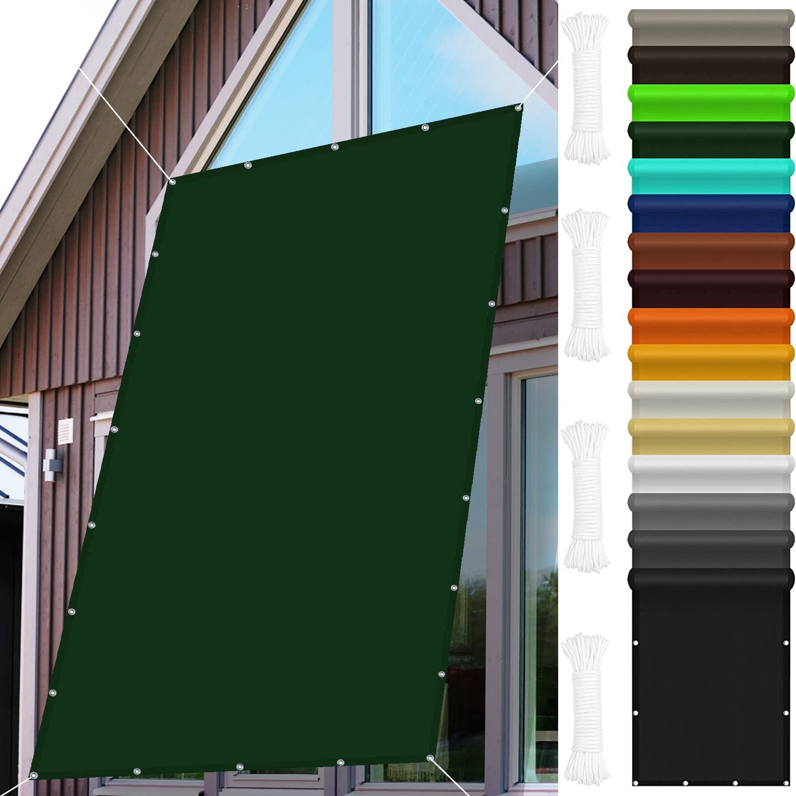 Voile d'ombrage 3,5 x 6 m imperméable anti-UV avec corde