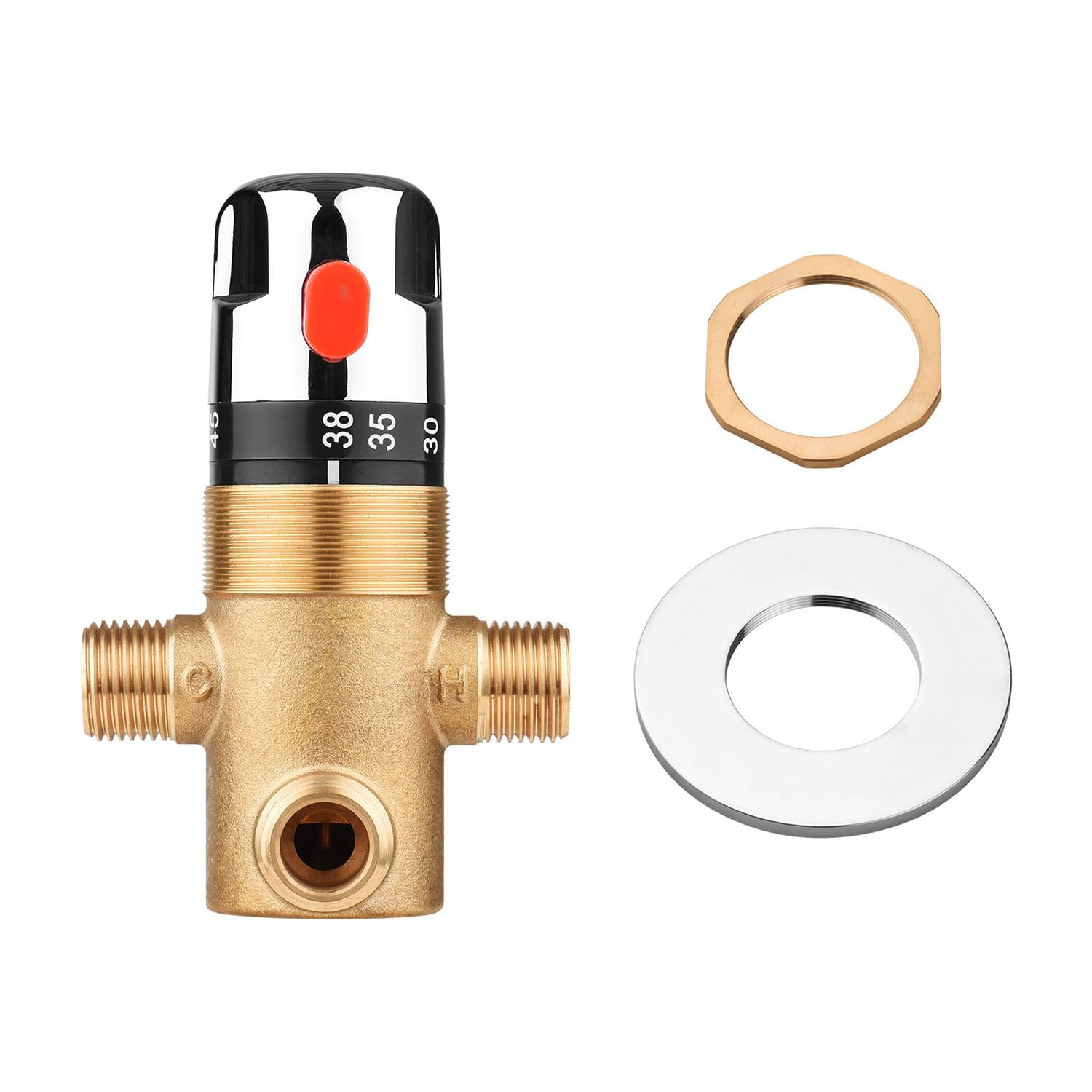 Válvula termostática de control de temperatura, mezcla de agua fría y caliente, mezclador de latón, desviador de tres vías para sistema de calefacción solar, tubería, bañera, cocina, uso doméstico