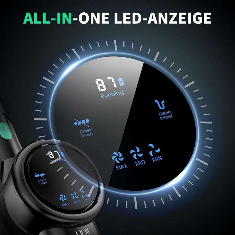Sanfnz 45000 Pa Vezeték Nélküli Porszívó - 550W Motor, 65 Perc Üzemidő, 1,5L Tartály, LED Kijelző, 3 Fokozat, Extra HEPA Szűrők, Zöld