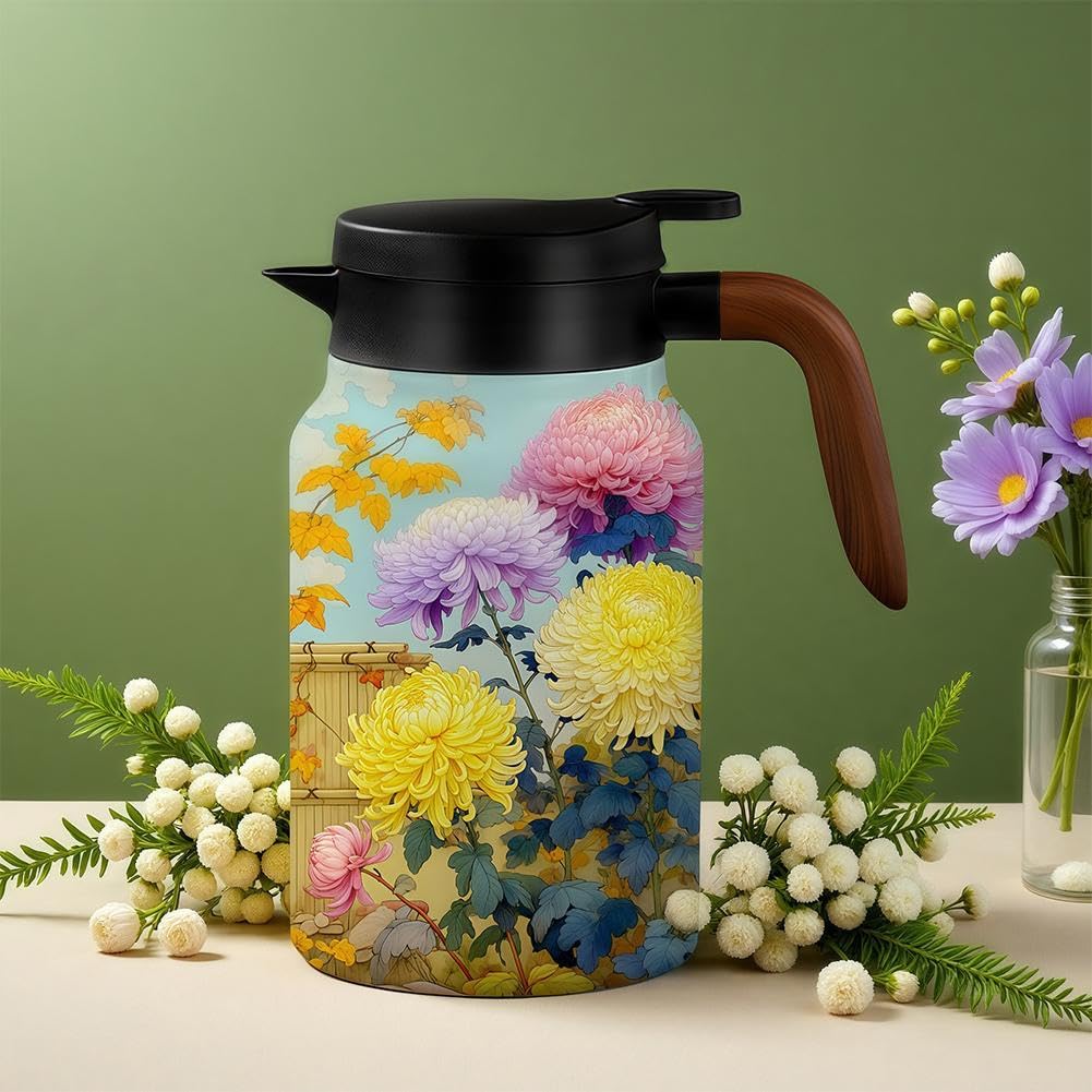 Caraffa termica con infusore integrato, teiera a doppia parete in acciaio inox per caffè caldo e foglie sfuse, elegante bollitore per casa e ufficio, capacità 1500 ml