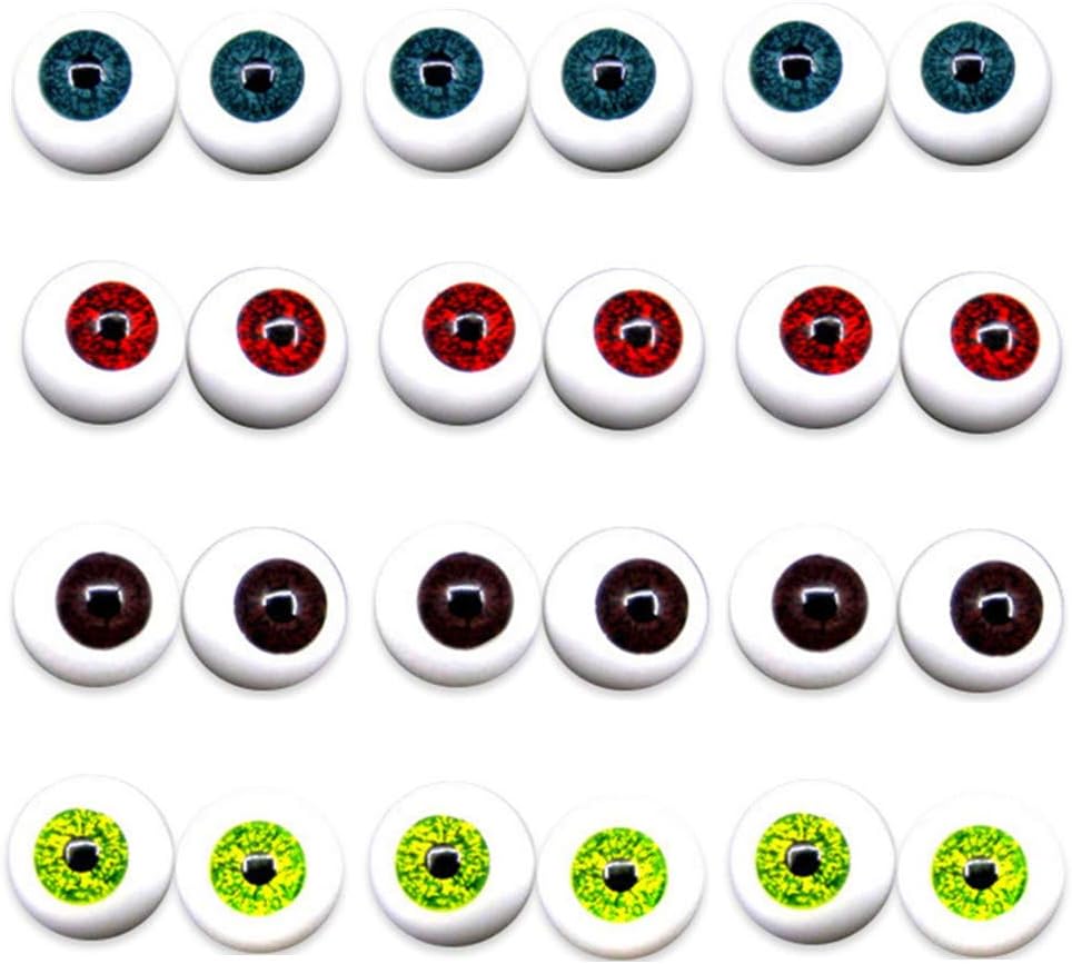 DoubleWood 12 Pairs Halloween Eyeballs Scary Plastic Hollow Eyeball 22mm Halloween Horror Props, Realistic Eyes for Hallow Props, Masks, Dolls or Bears Craft Plastic Eyeballs DIY Toys (22mm)