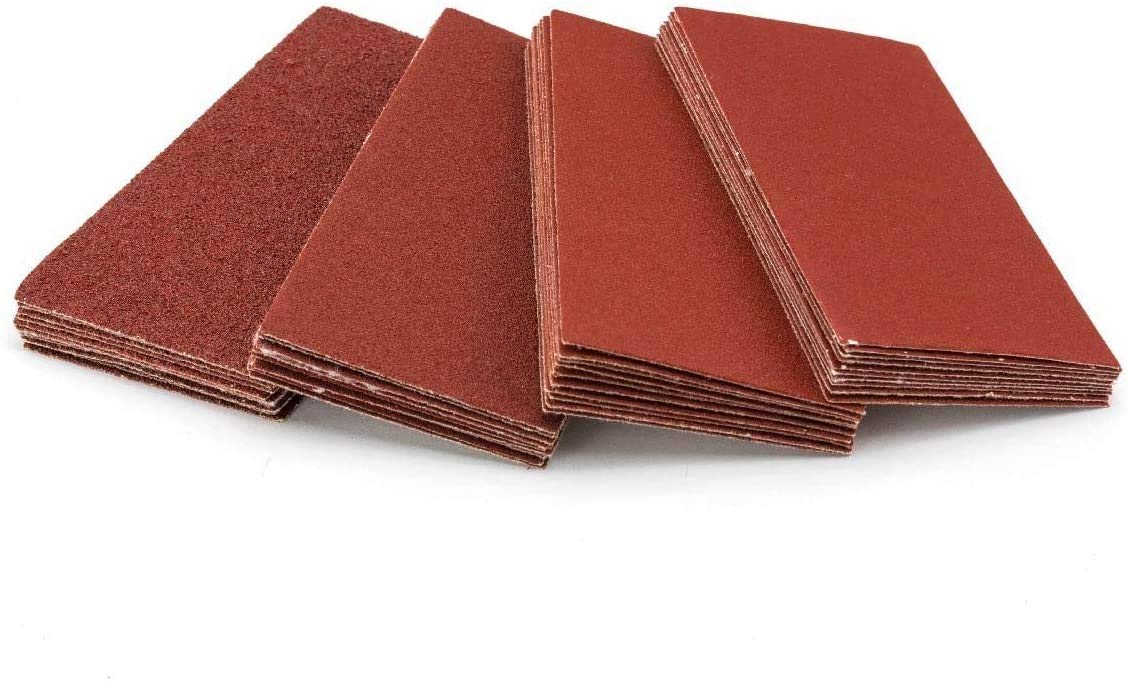 Powertec 71435 Bloc de ponçage à crochet et boucle avec grain de papier abrasif (40, 80, 120, 180) Assortiment – 41 pièces