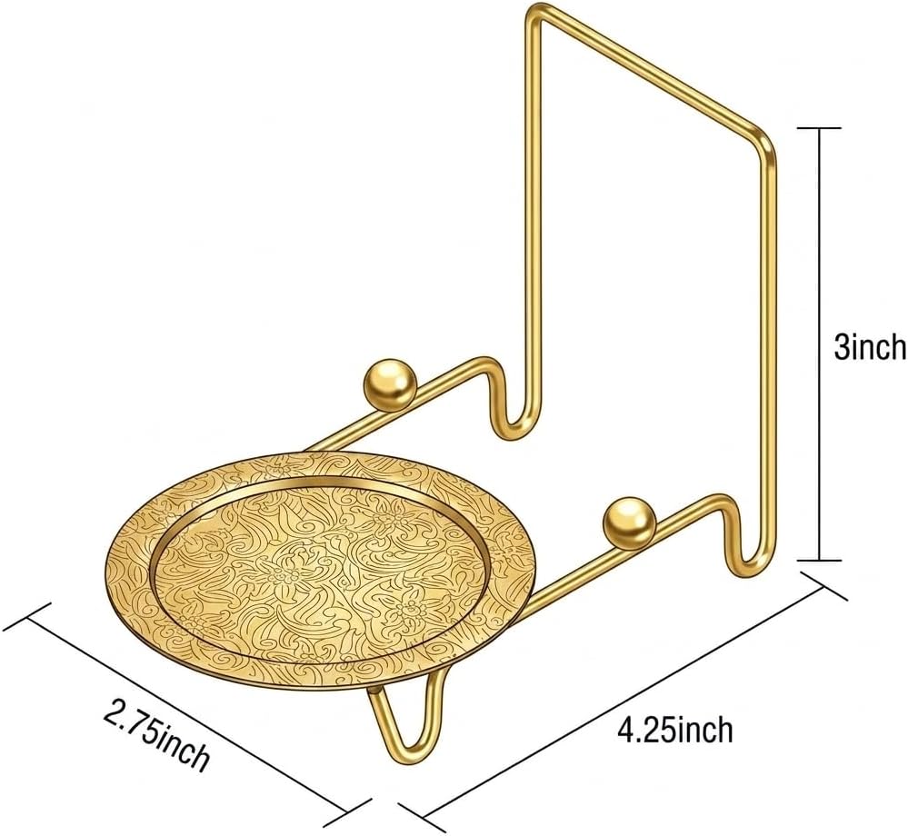 HOHIYA Gold Tea cup and Saucer Display Stand 6 Cup Holder Rack Decorative Tabletop Organizer for China Cups Coffee Mugs and Plates Elegant Tea Party & Kitchen Counter Display Etched Base